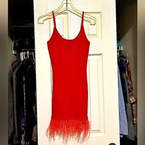 “ JACQUEMUS “ ATTICO  :  “Fujiko “ Stylized Knit MINI Dress with Feathers “New”